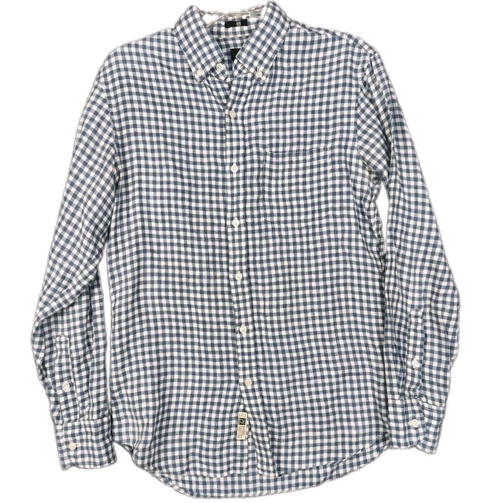 J.Crew Baird McNutt Irish Linen Shirt Men's S Slim Blue Gingham Button Down